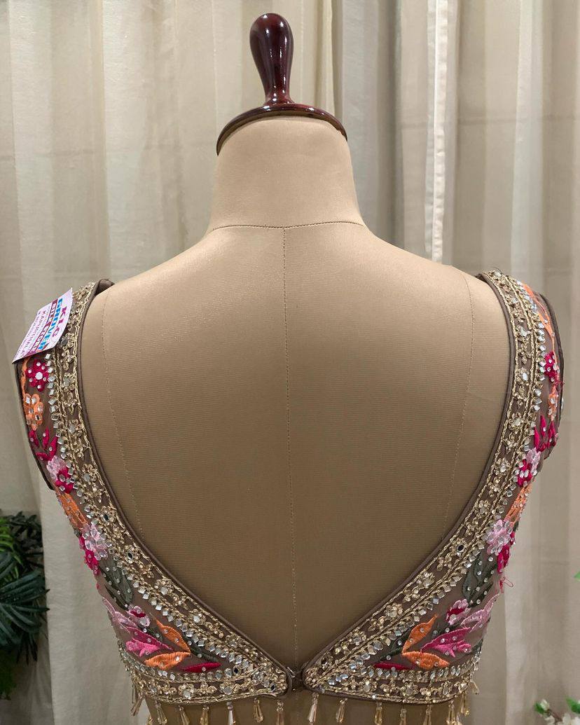 Multi colour Ultra premium Embroidery Sequins work with jari and designer blouse Festive look lehenga