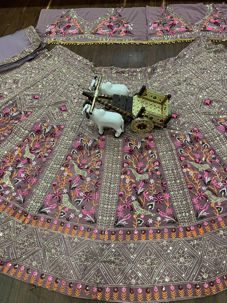 Multi colour Ultra premium Embroidery Sequins work with jari and designer blouse Festive look lehenga