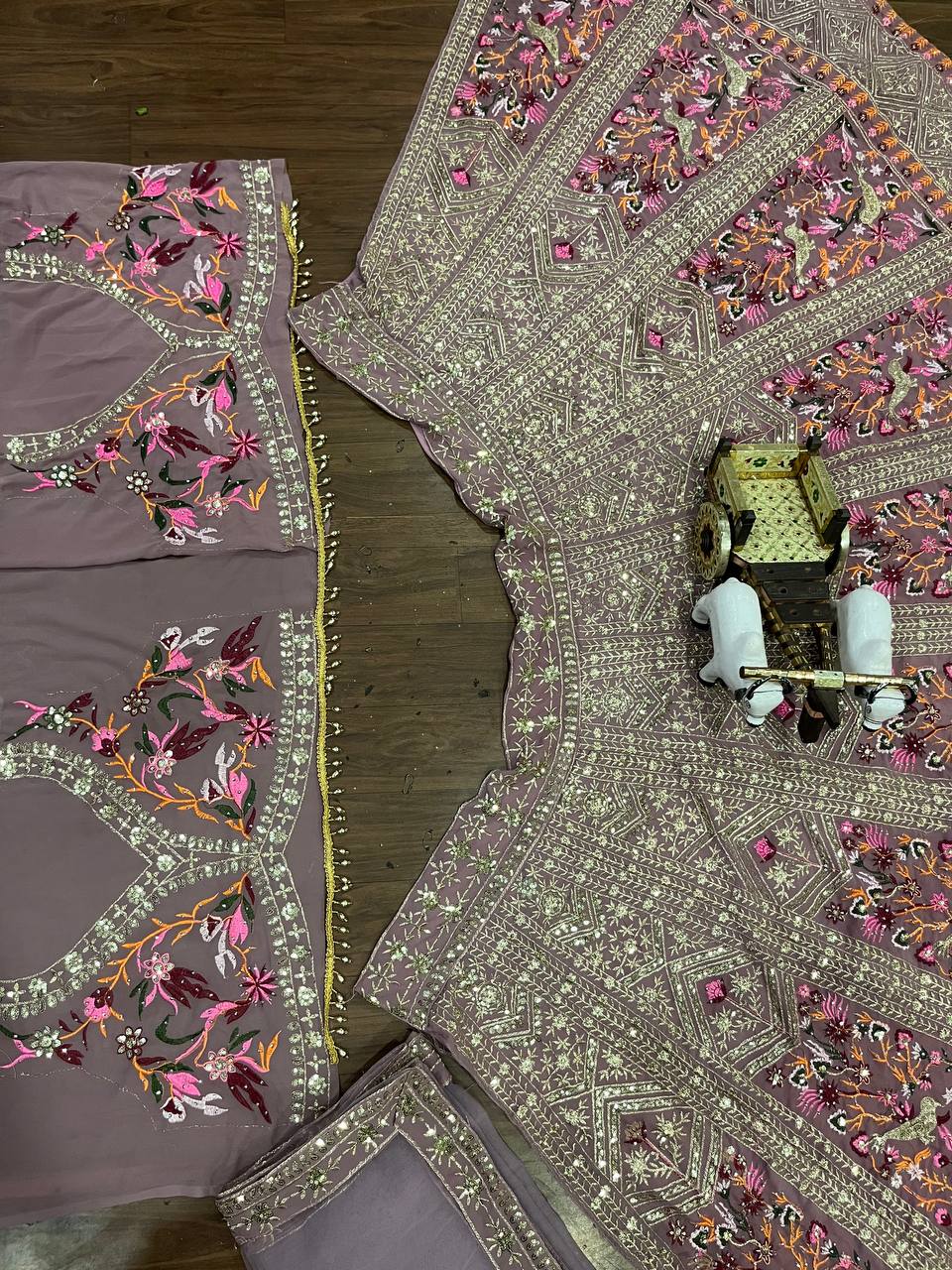 Multi colour Ultra premium Embroidery Sequins work with jari and designer blouse Festive look lehenga
