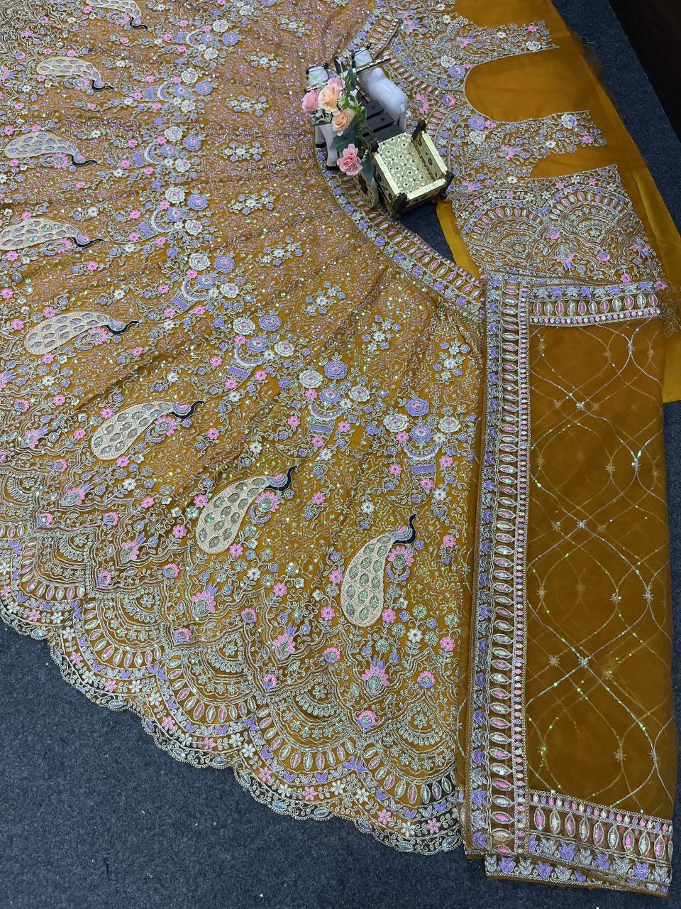 Musturd colour premium Coding Sequins work and designer blouse perfect fit for you