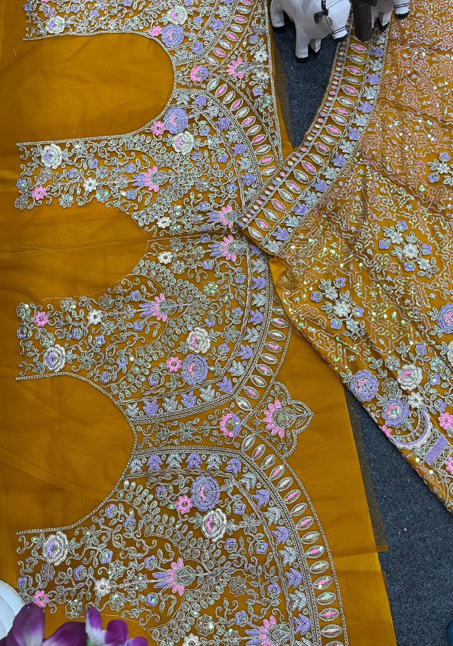 Musturd colour premium Coding Sequins work and designer blouse perfect fit for you
