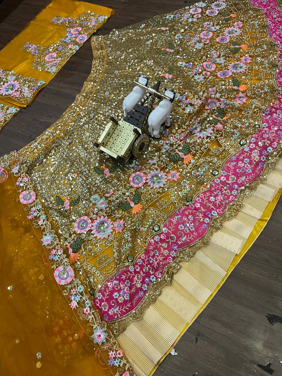Traditional Soft Net Semi-Stitched Lehenga Choli with Sequins Embroidery and Dupatta