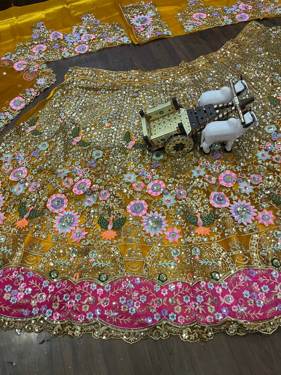 Traditional Soft Net Semi-Stitched Lehenga Choli with Sequins Embroidery and Dupatta