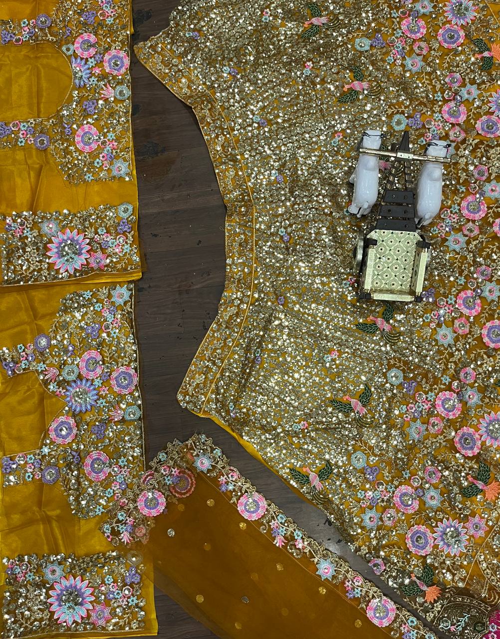 Traditional Soft Net Semi-Stitched Lehenga Choli with Sequins Embroidery and Dupatta