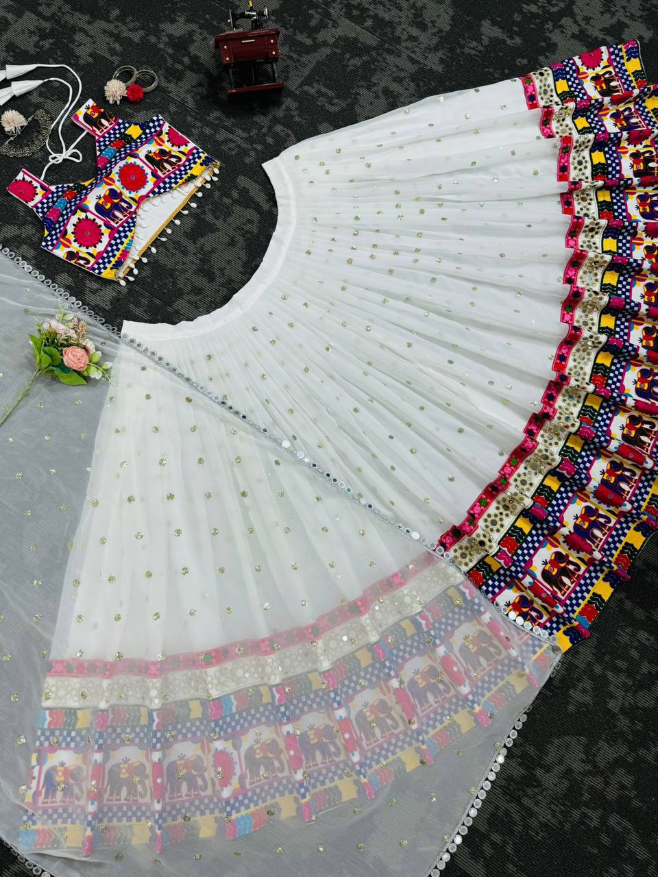 Faux Georgette Lehenga Choli Set Navratri
