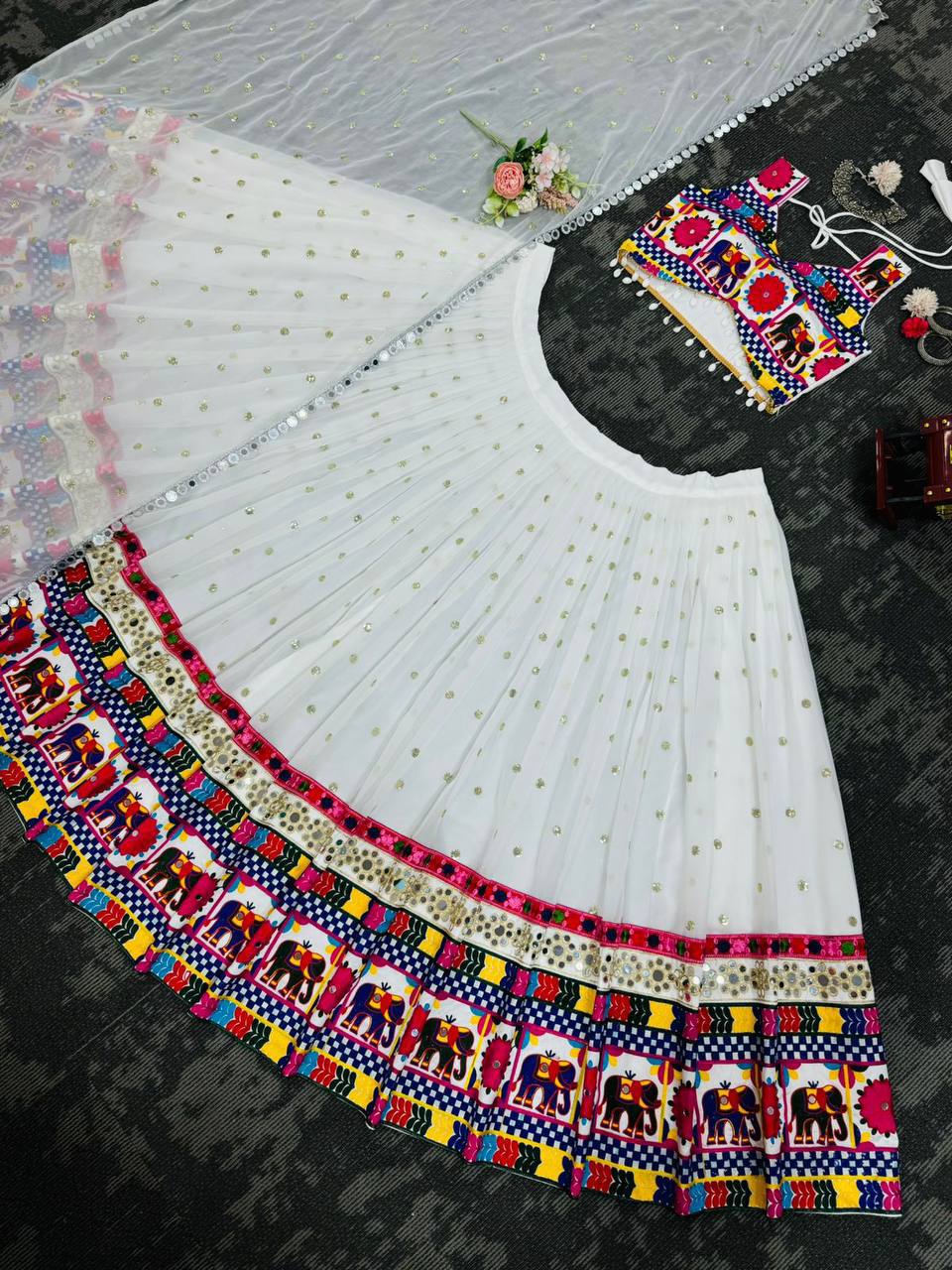 Faux Georgette Lehenga Choli Set Navratri