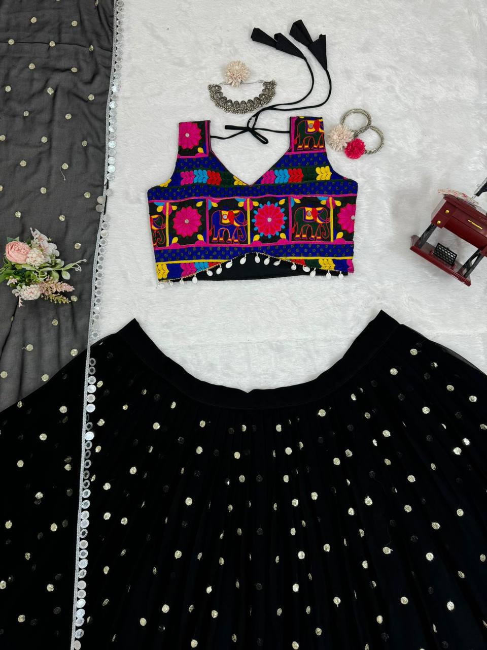 Faux Georgette Lehenga Choli Set Navratri