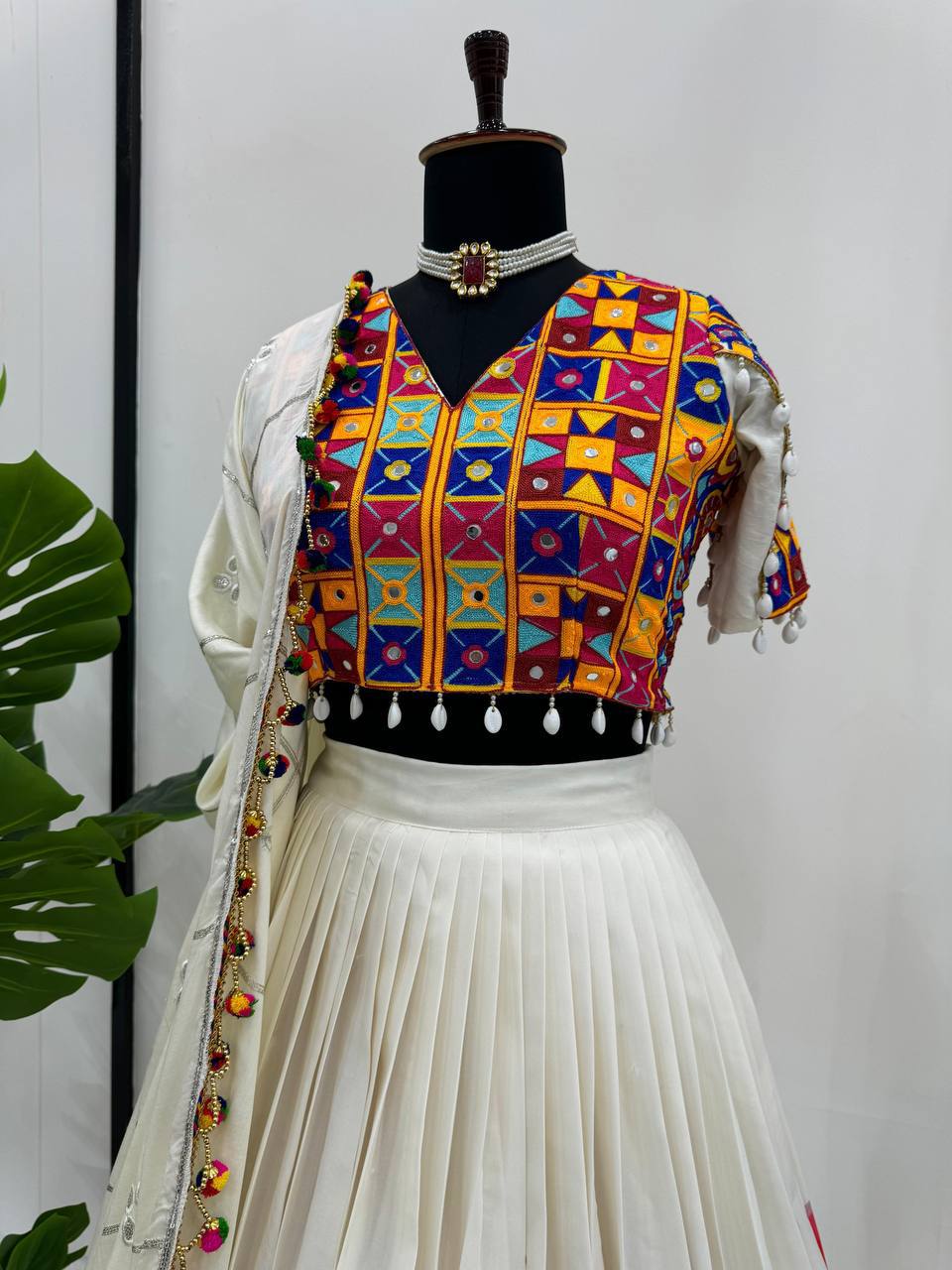 Rayon Lehenga Choli Set | Digital Print with Mirror & Kodi Lace NAVRATRI