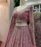 Soft Net Embroidered Lehenga Choli with Sequins & Thread Work