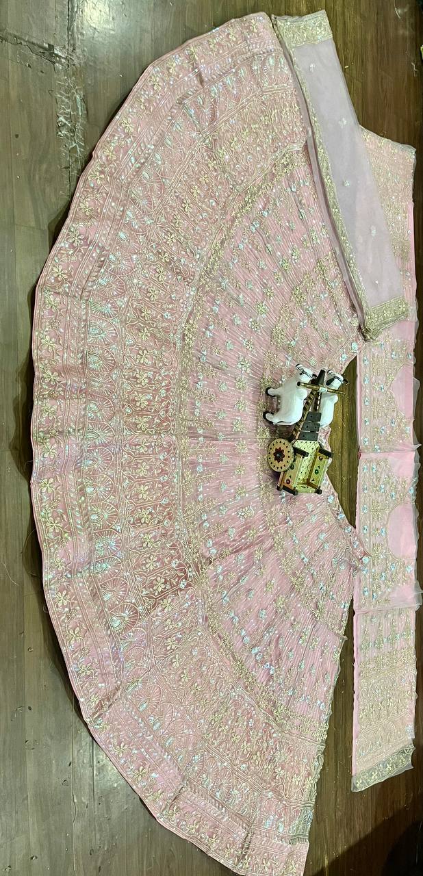 Trending Lehenga with  Embroidery Sequins Work With Cancan & Canvas Patta work and designer blouse perfect fit for you