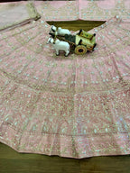 Soft Net Embroidered Lehenga Choli with Sequins & Thread Work