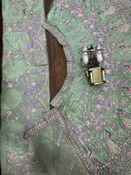 Mint Green Soft Net Lehenga Choli with Peacock and Multi-Thread Embroidery