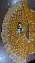 "Royal Mustard Mirror & Sequins Embroidered Lehenga Set – Perfect for Bridesmaids & Festive Occasions"