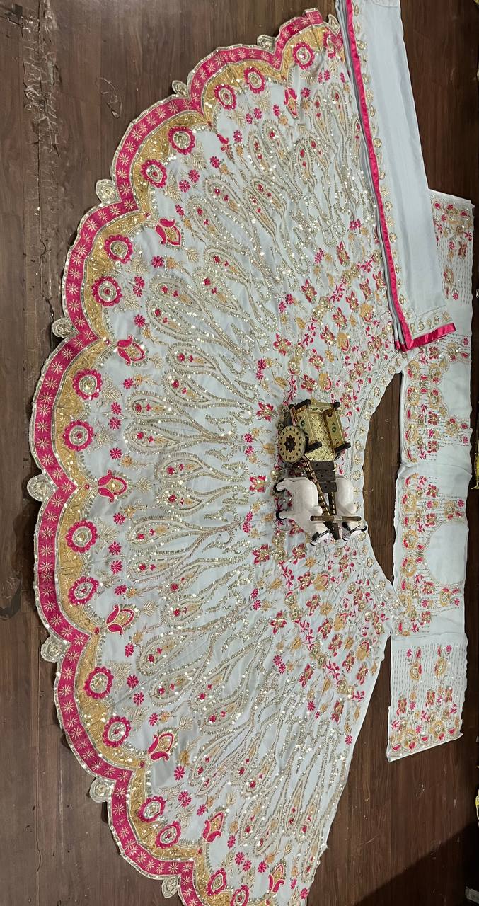 LuFaux Georgette Lehenga with Stone & Sequins Embroidery – Perfect for Brides & Party Wear