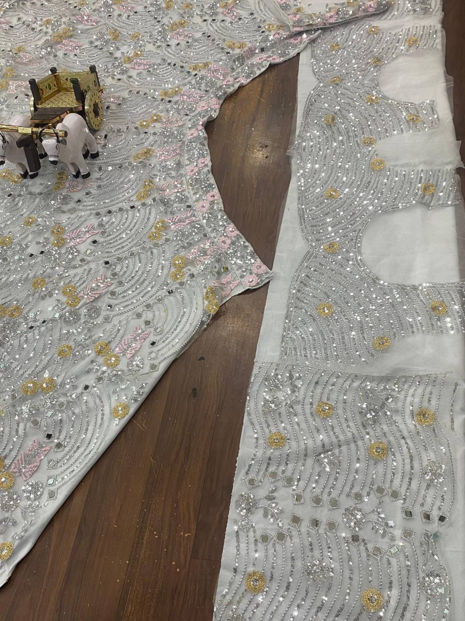 Buy Exquisite Butterfly Net Lehenga with Real Mirror Embroidery & Sequins Work