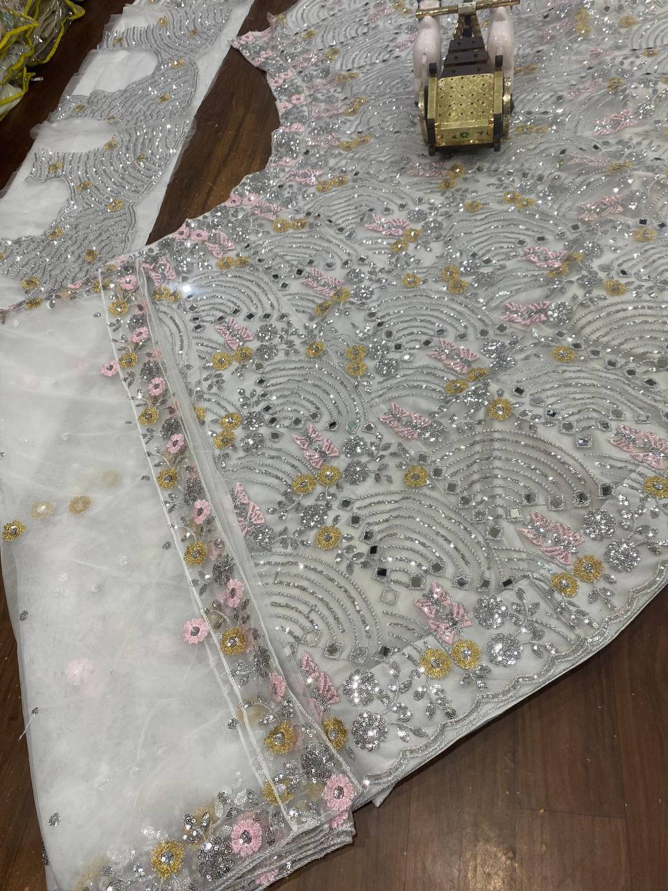 Buy Exquisite Butterfly Net Lehenga with Real Mirror Embroidery & Sequins Work