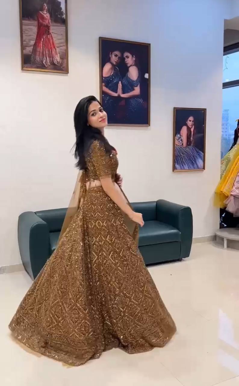 Elegant Soft Net Lehenga Choli withK Floral Embroidery