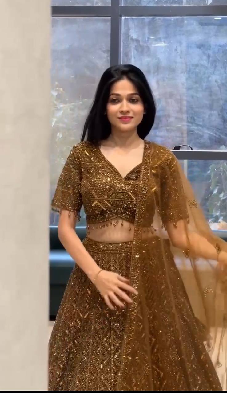 Elegant Soft Net Lehenga Choli withK Floral Embroidery