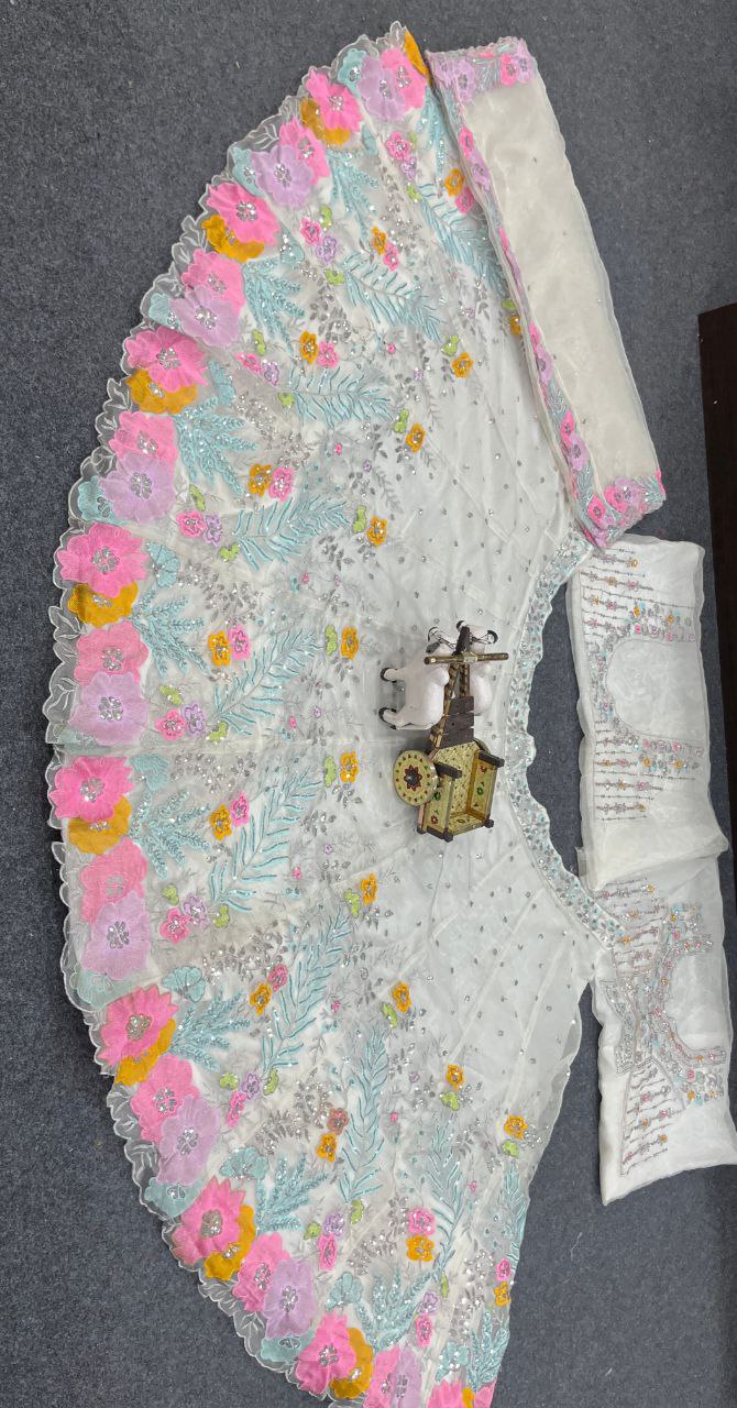 Multi-Color Embroidered Lehenga Set with Floral and Sequin Work
