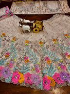 Multi-Color Embroidered Lehenga Set with 3D Floral and Sequin Work