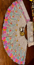 Multi-Color Embroidered Lehenga Set with 3D Floral and Sequin Work