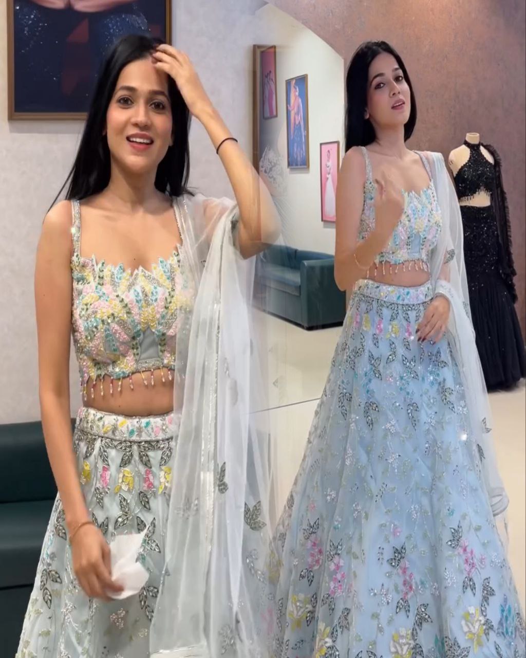 Premium Organza Silk Lehenga Set with Embroidery Sequins Work