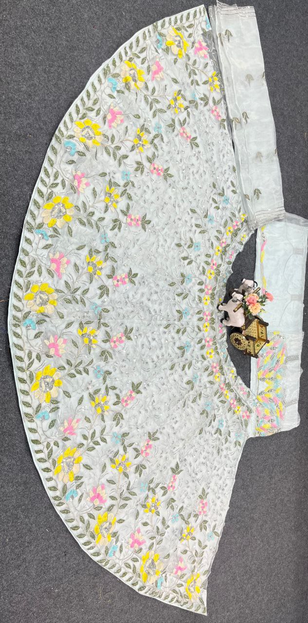 Premium Organza Silk Lehenga Set with Embroidery Sequins Work