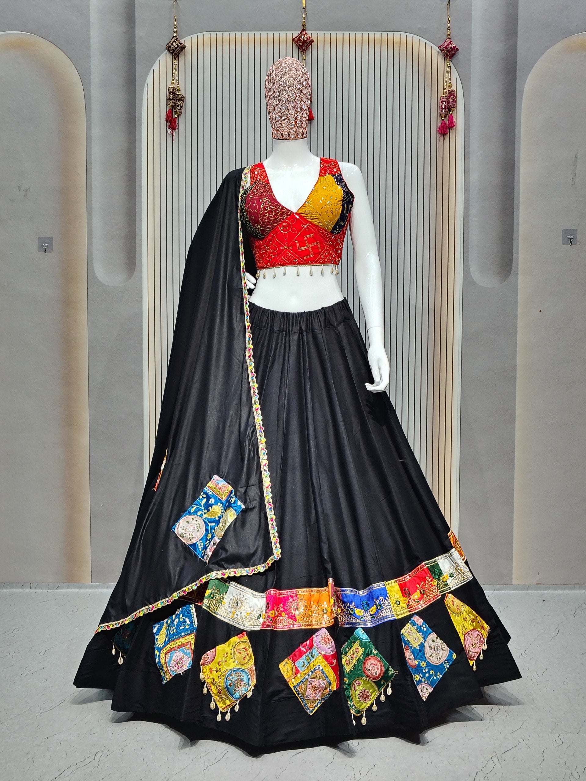 ✨ "Navratri Special Sequins & Kodi Lace Lehenga Choli (Stitched) | 6-7 Meter Flair | Garba Dance Wear 👑"