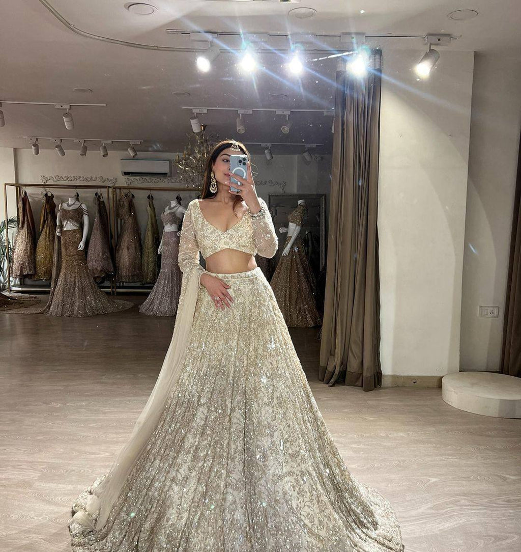Luxurious Faux Georgette Lehenga with Sequins Embroidery & Dupatta – Perfect for Weddings & Party Wear