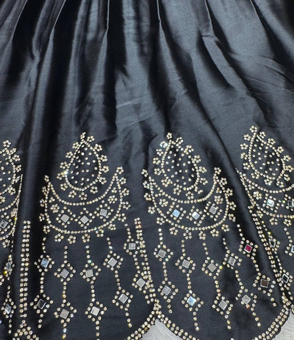 Satin Silk Lehenga Choli Set | Mirror Work & Cutwork Dupatta