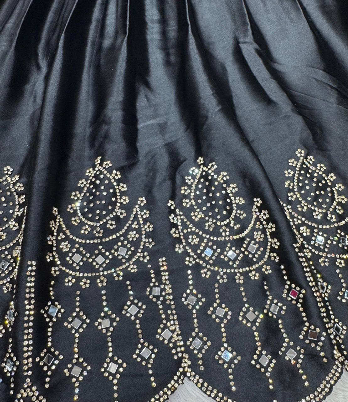 Satin Silk Lehenga Choli Set | Mirror Work & Cutwork Dupatta