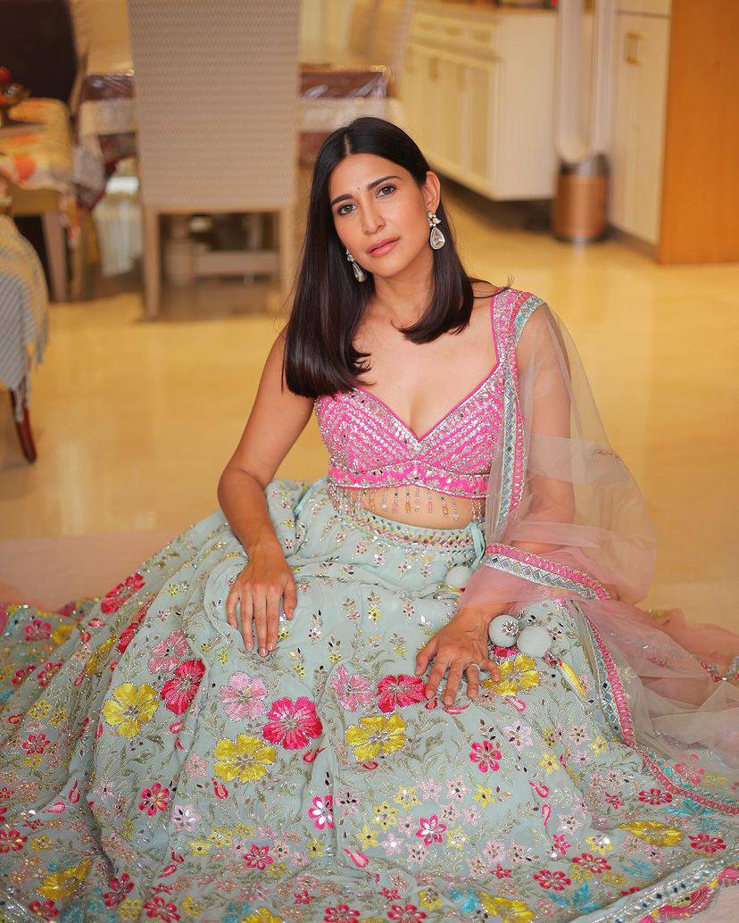 Fox Georgette Lehenga with Real Mirror Sequins Embroidery & Net Dupatta – Semi-Stitched Partywear Set