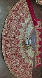 “Bridal Lehenga – Red & Gold Heavy Embroidered Zari and Sequins Work Wedding Wear”