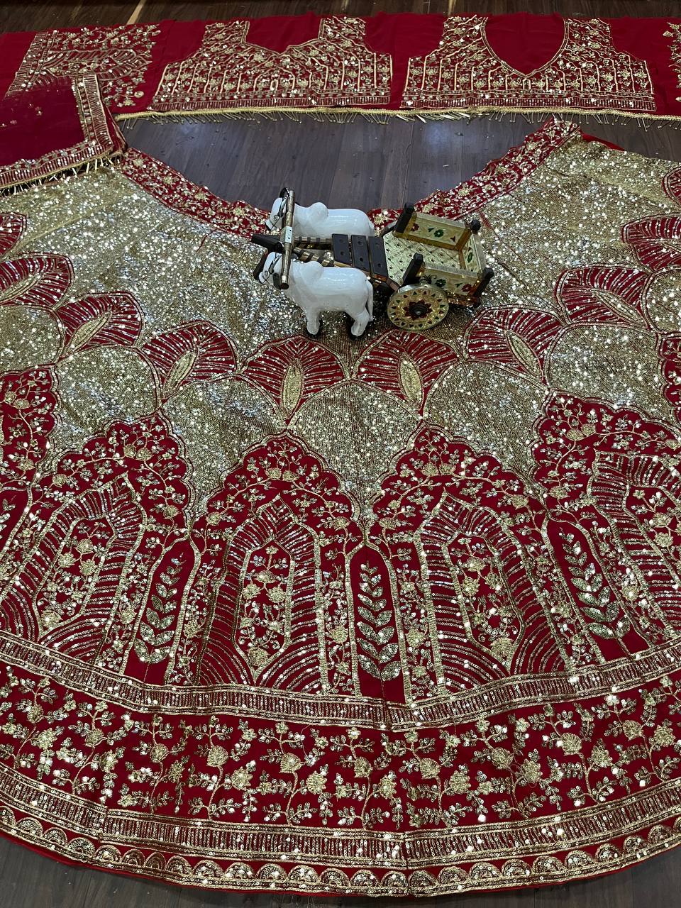 Bridal red Embroidery Sequins Work With Cancan & Canvas Patta embroidered lehenga choli