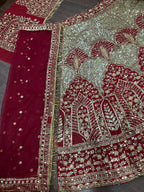 “Bridal Lehenga – Red & Gold Heavy Embroidered Zari and Sequins Work Wedding Wear”