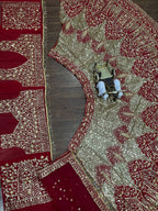 “Bridal Lehenga – Red & Gold Heavy Embroidered Zari and Sequins Work Wedding Wear”