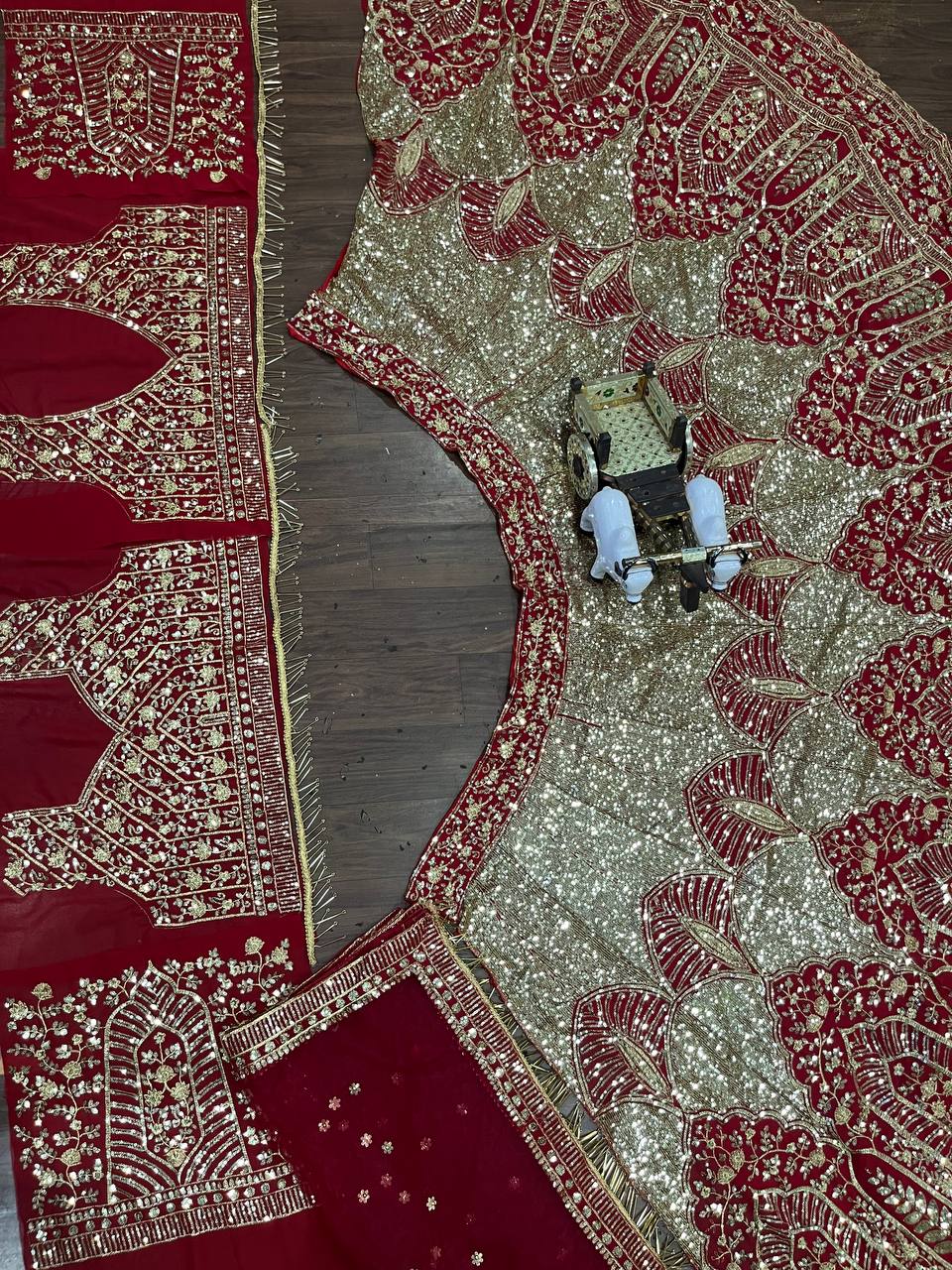 Bridal red Embroidery Sequins Work With Cancan & Canvas Patta embroidered lehenga choli