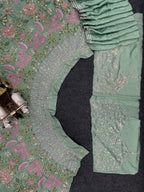 Mint Green Floral Sequin Embroidered Lehenga Choli