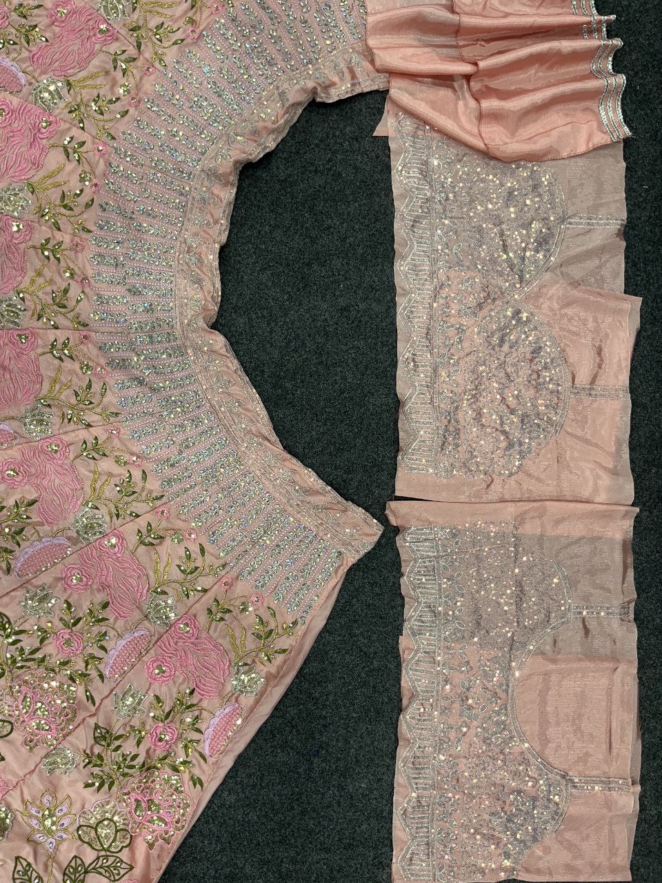 Blush Pink Floral Sequin Embroidered Lehenga Choli