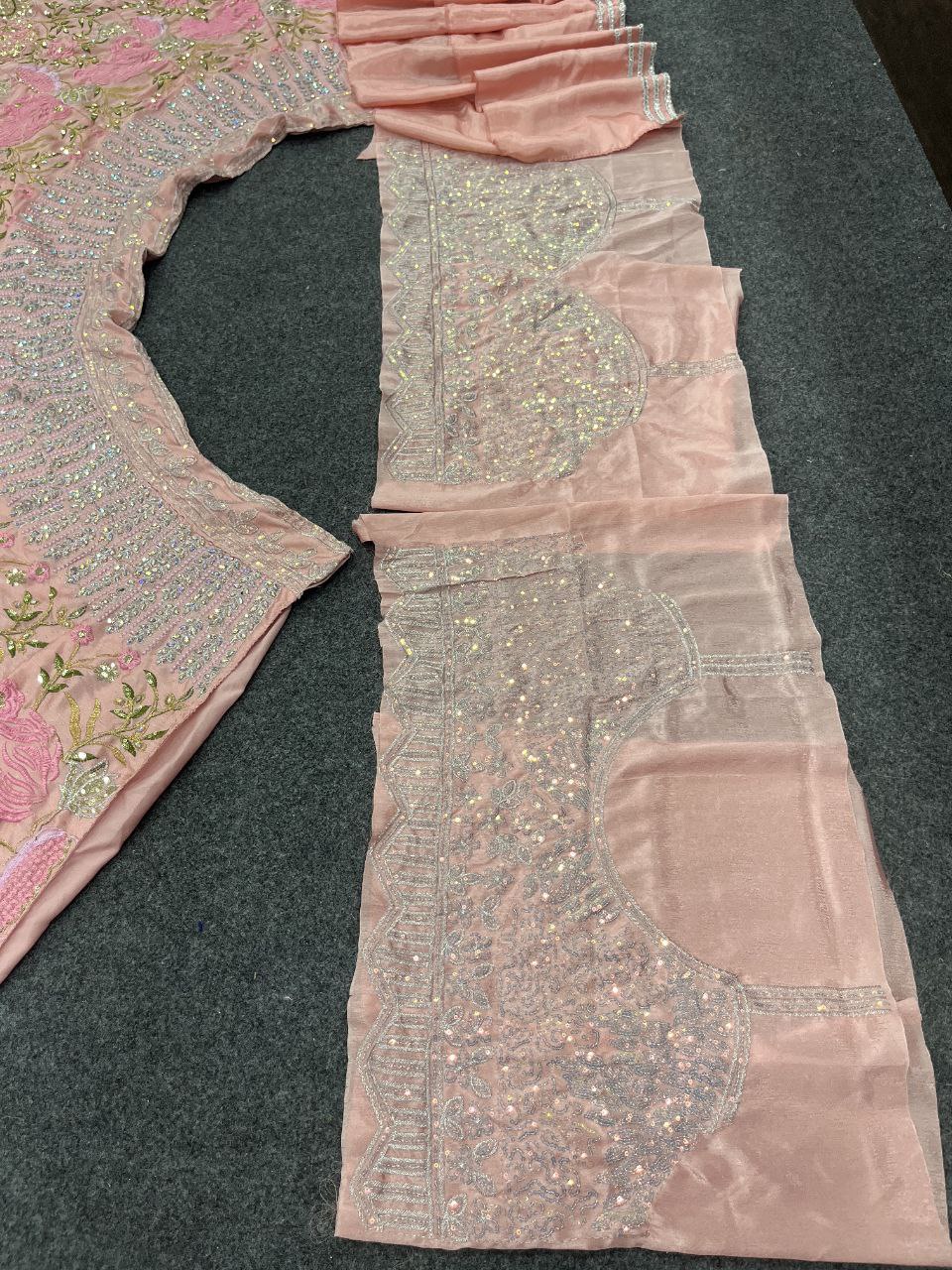 Blush Pink Floral Sequin Embroidered Lehenga Choli