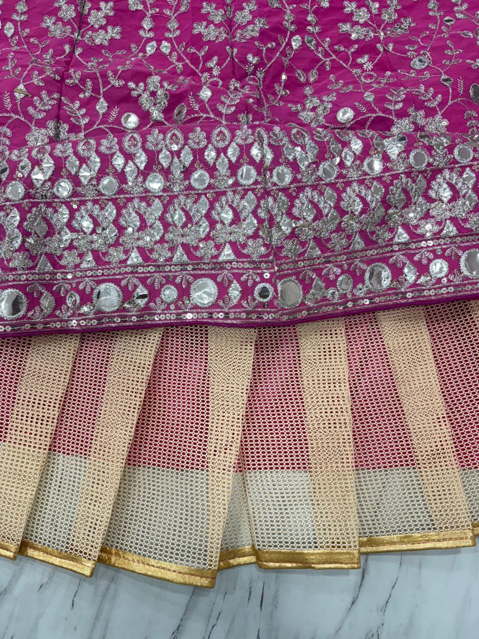 Designer Faux Georgette Lehenga Choli | Thread Embroidery & Foil Mirror Work | Bridal & Wedding Wear | Heavy Sequins & Jari Details
