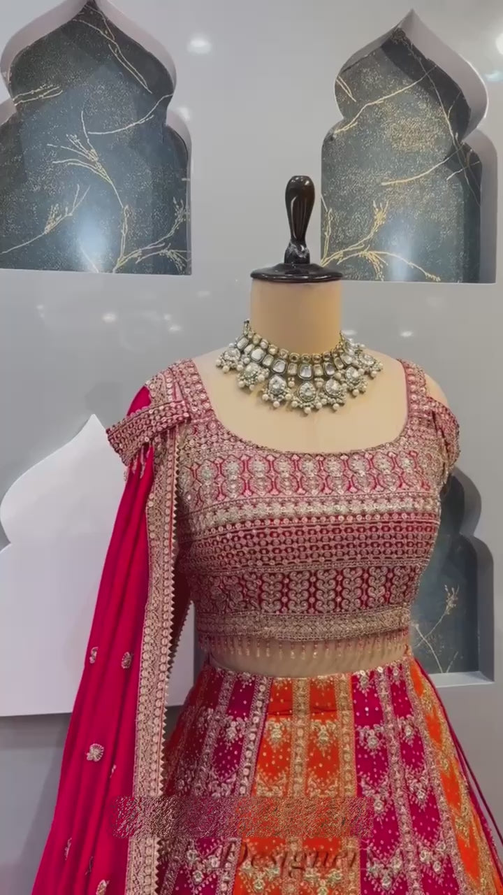 Embroidered Stone & Sequins Fox Georgette Lehenga Set – Elegant Partywear