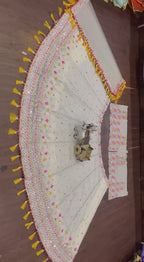 Ivory Tassel Mirror Embroidered Lehenga Choli