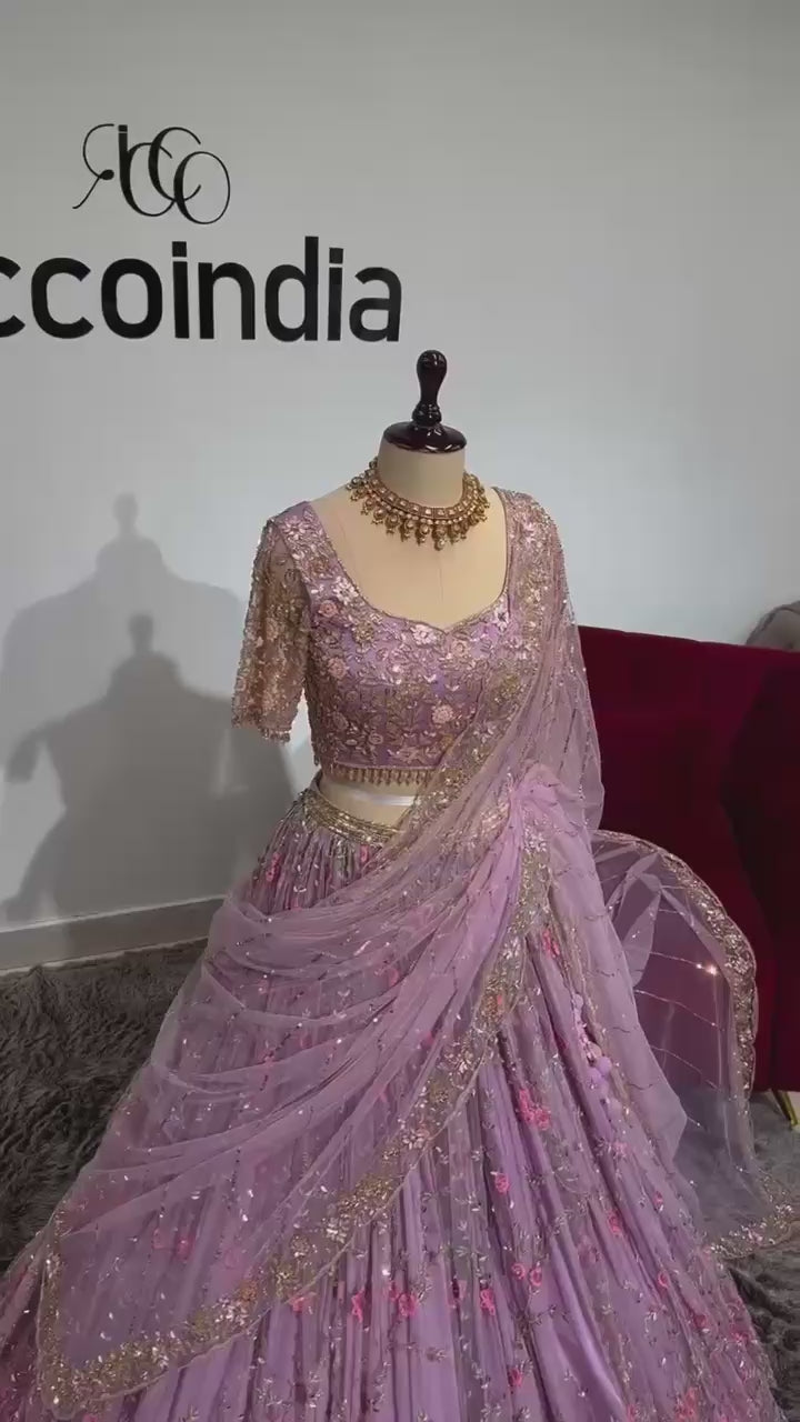 premium Pink Colour embrodery  work and designer blouse Festive look lehenga