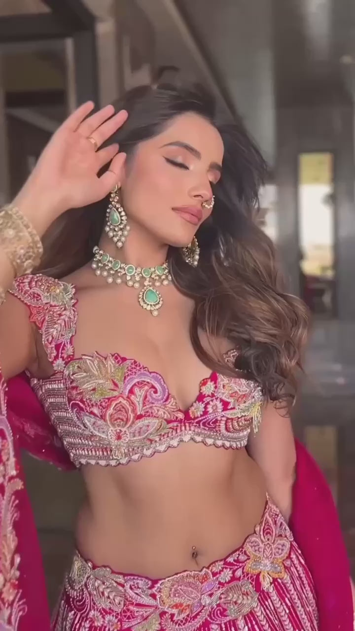Buy Graceful Faux Georgette Lehenga with Embroidery &amp; Sequins Work Online