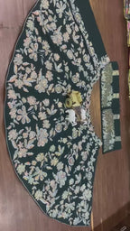 Emerald  Floral Embroidered Velvet Lehenga Set with Sequin and Zari Work
