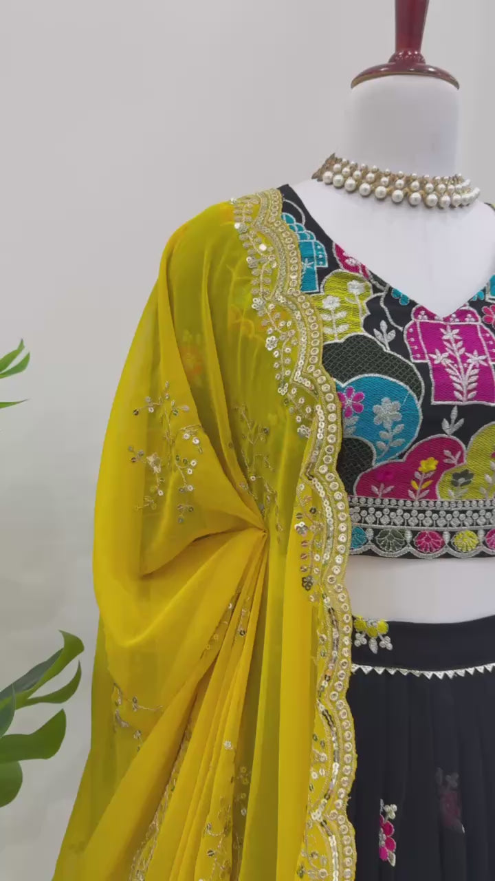 Faux Georgette Lehenga Choli Set | Thread & Sequence Embellishment