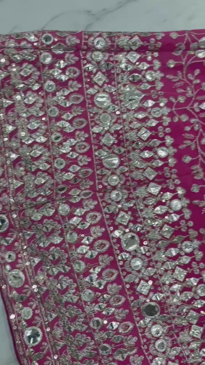Designer Faux Georgette Lehenga Choli | Thread Embroidery & Foil Mirror Work | Bridal & Wedding Wear | Heavy Sequins & Jari Details