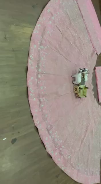 Pink Shimmer Embroidered Lehenga Set with Sequin and Thread Work