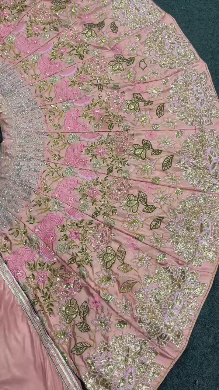 Blush Pink Floral Sequin Embroidered Lehenga Choli